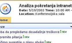  Povezivanjem funkcija kalendara u Outlooku
 sa radnim prostorom za sastanke u intranetu 