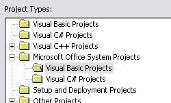  Na raspolaganju su predlo�ci Office projekata
 u jezicima Visual Basic .NET i Visual C# .NET 
