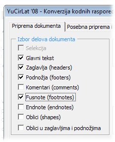 Izbor delova dokumenta